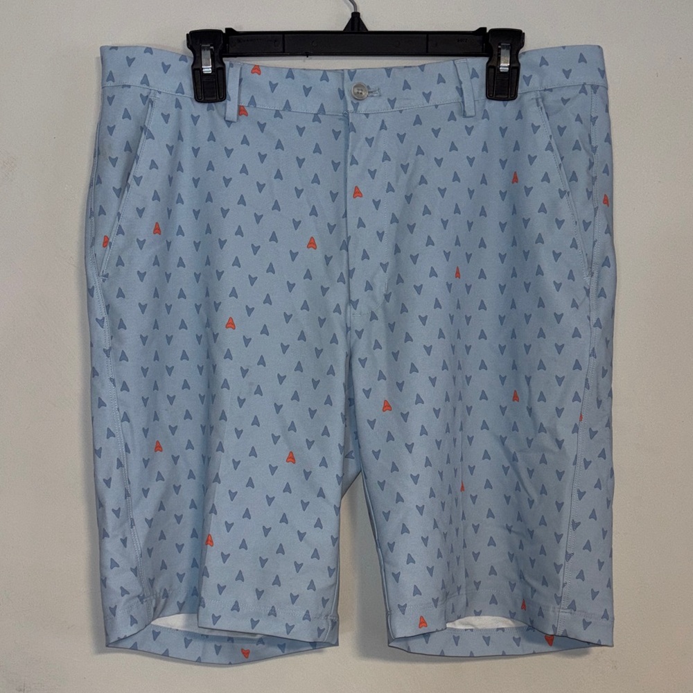 Men’s Greg Norman Collection Light Blue Tooth Pattern Shorts Sz.34